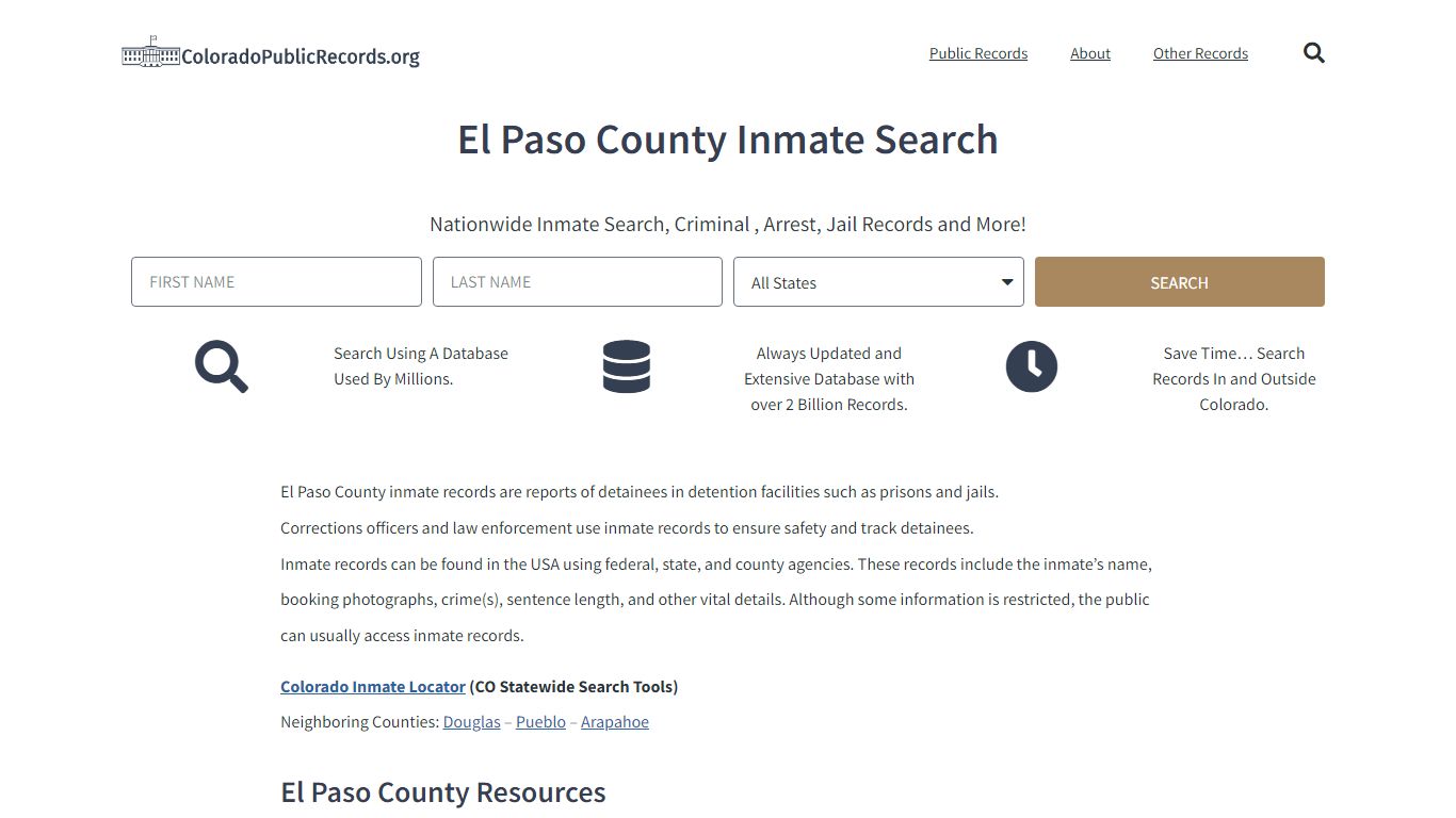 El Paso County Inmate Search - Colorado Public Records