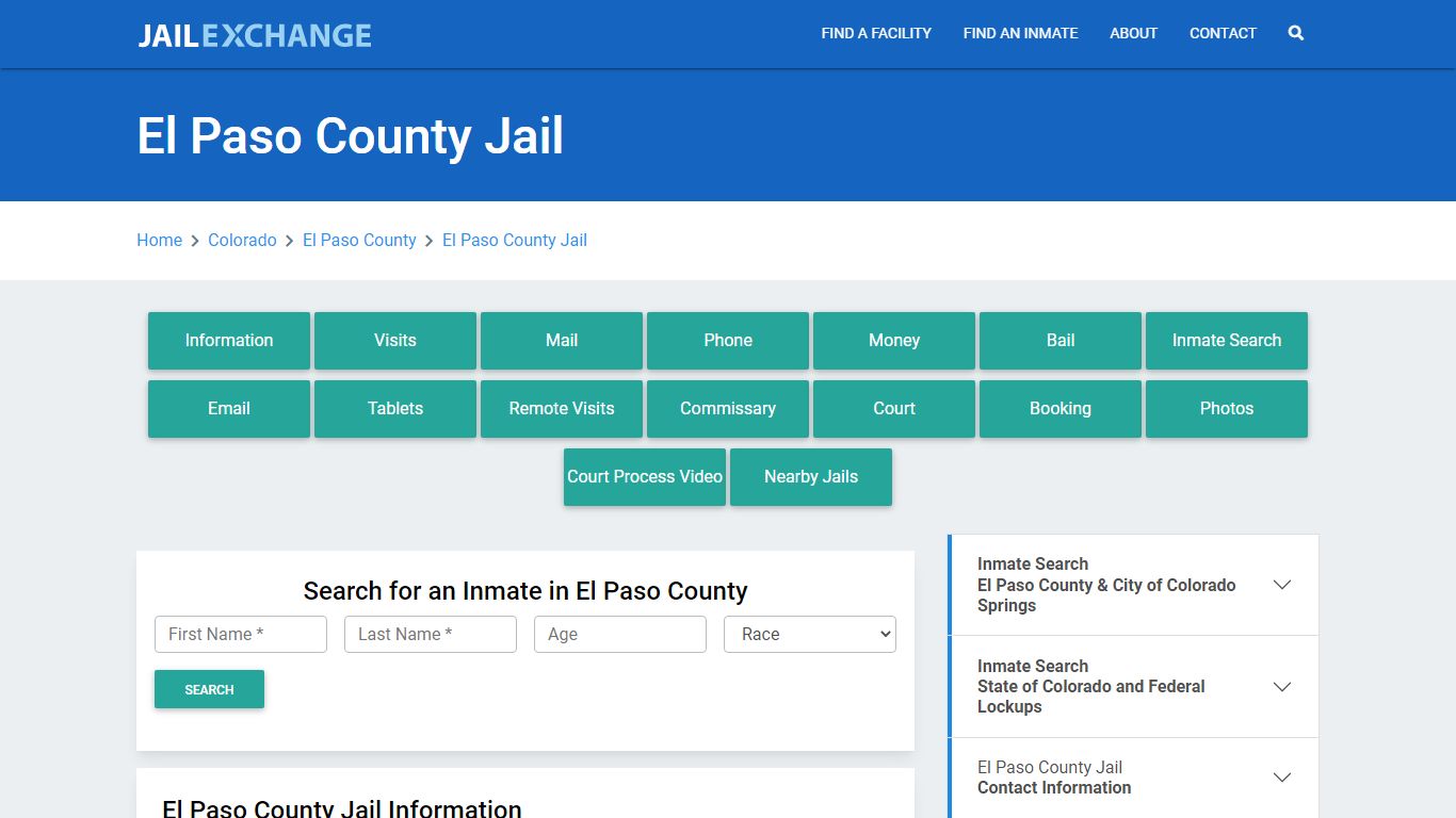 El Paso County Jail Roster Lookup, CO, Inmate Search